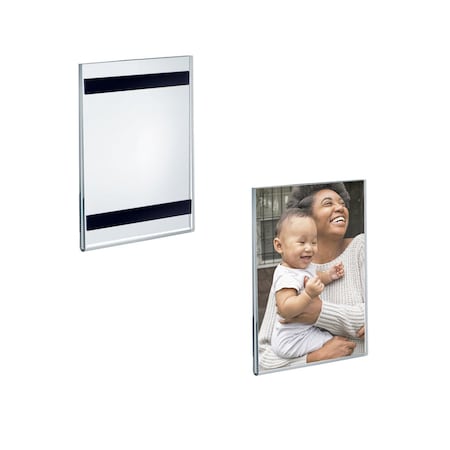 Azar Displays Clear Acrylic Magnet Back Photo Frames 5'' W x 7'' H - Vertical / Portrait, GIFT SHOP, 2PK 129927-GS-2PK
